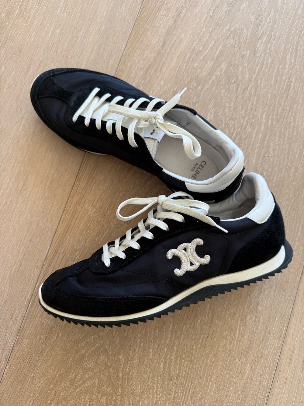 Celine Black and White Low-Top Racer Sneaker - Picture 4 of 7